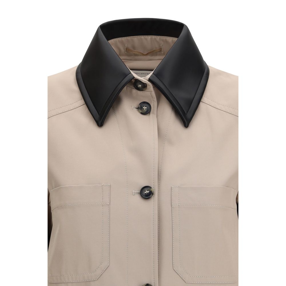 Cotton Gabardine Shirt with Pleated Back