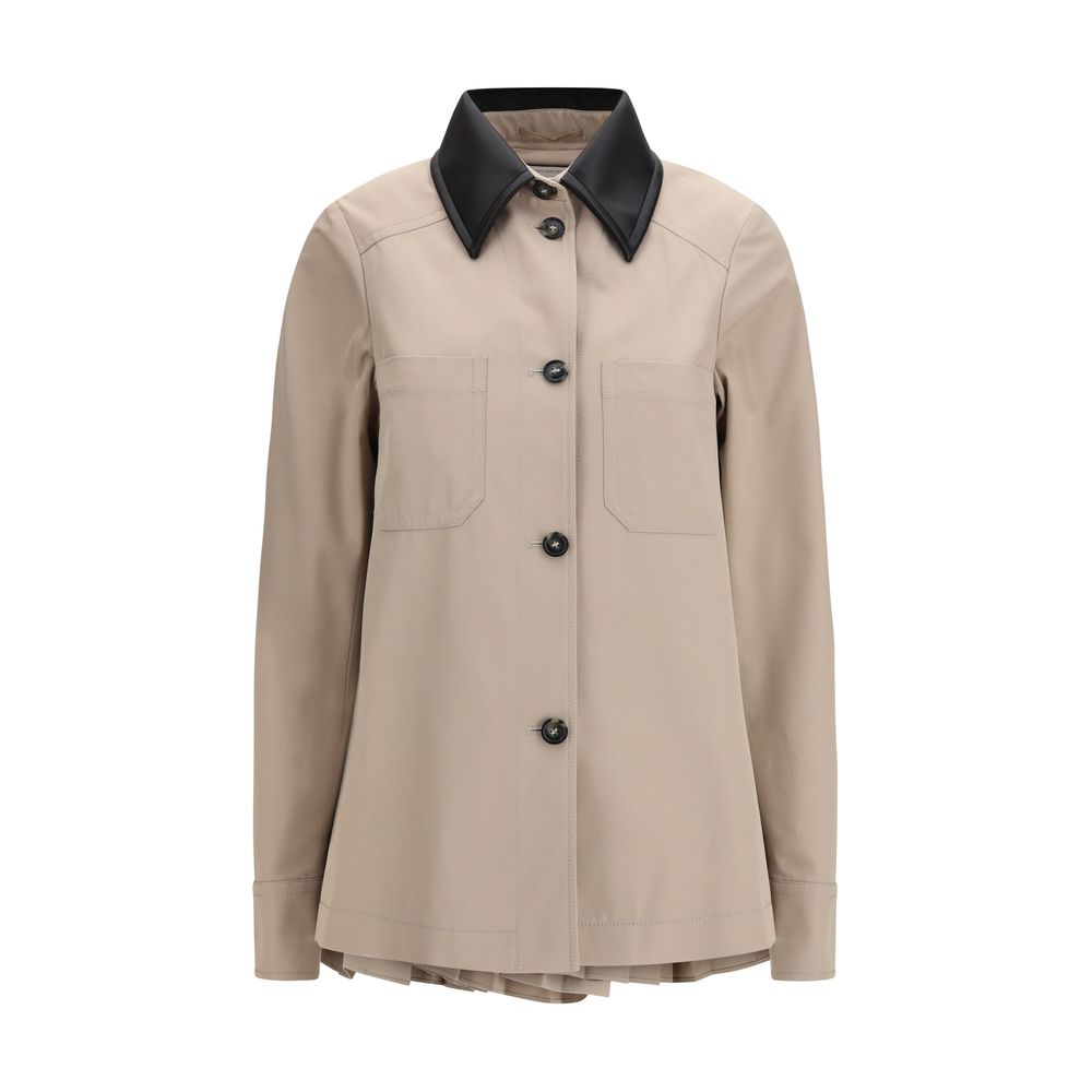 Cotton Gabardine Shirt with Pleated Back