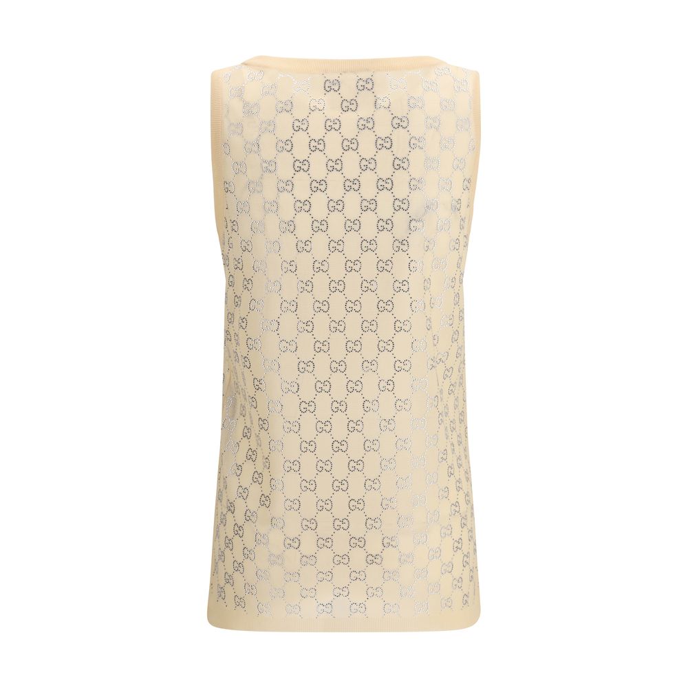 Sleeveless Top with all-over glittering GG logo