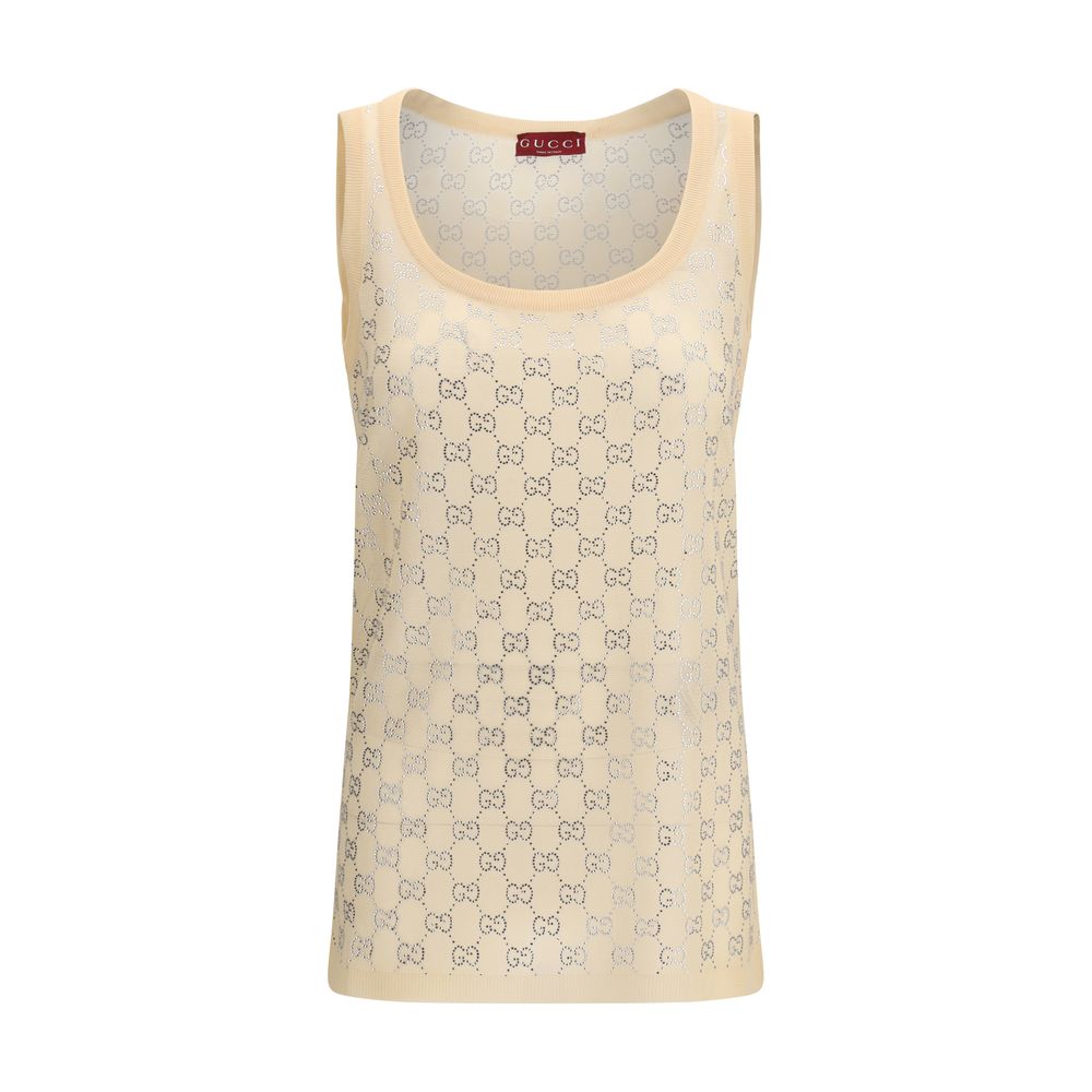 Sleeveless Top with all-over glittering GG logo