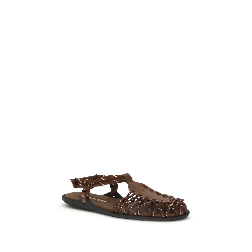 Rope and leather ruffle Sandals