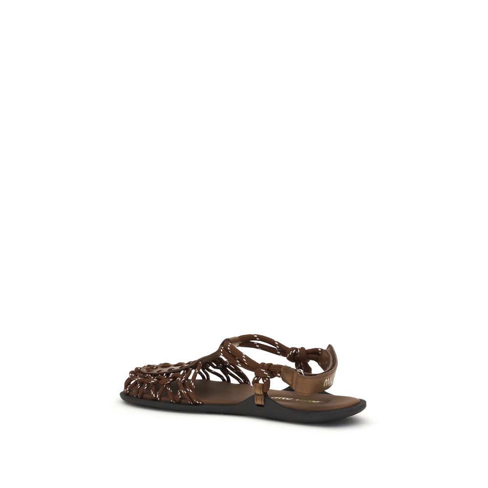 Rope and leather ruffle Sandals