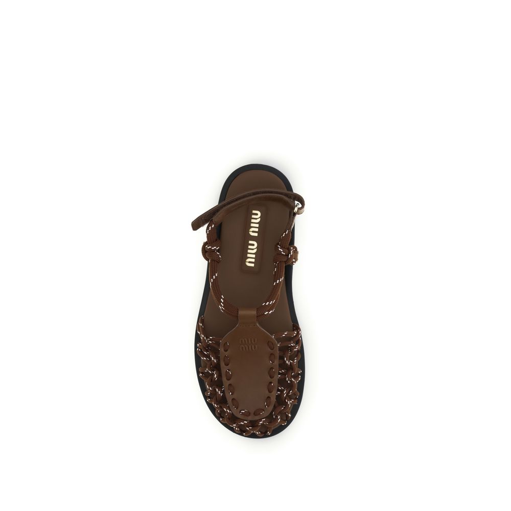 Rope and leather ruffle Sandals