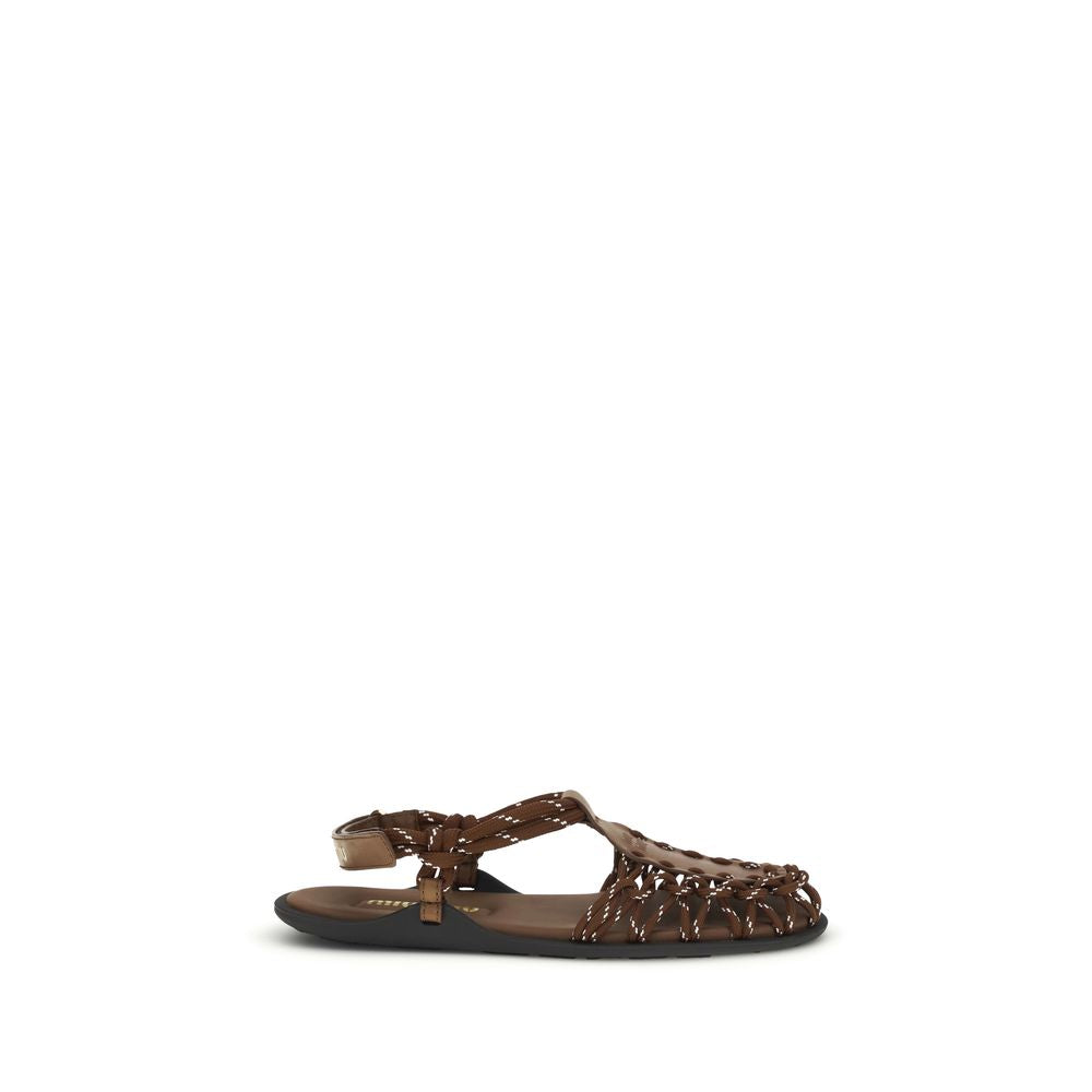 Rope and leather ruffle Sandals