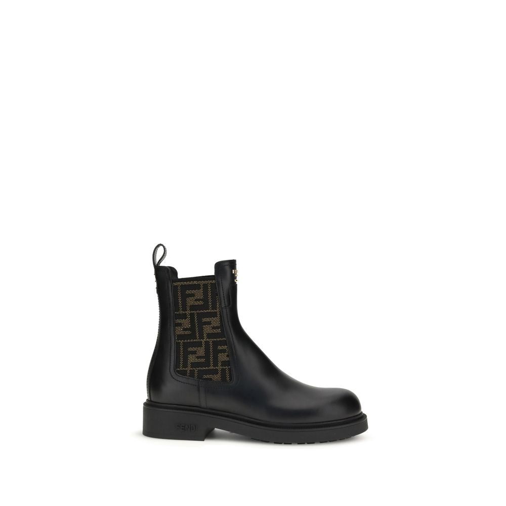 FF leather and fabric Ankle Boots