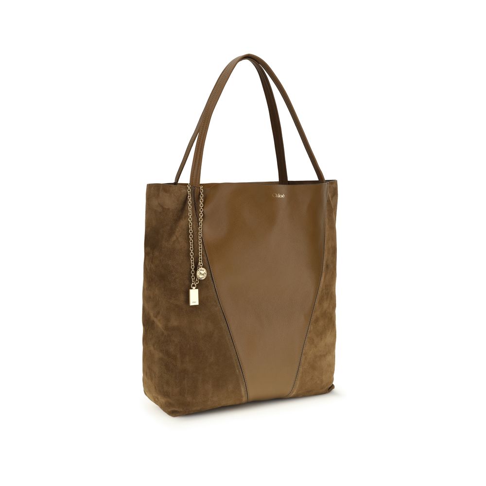 Borsa tote Spin in pelle granatina e pelle scamosciata