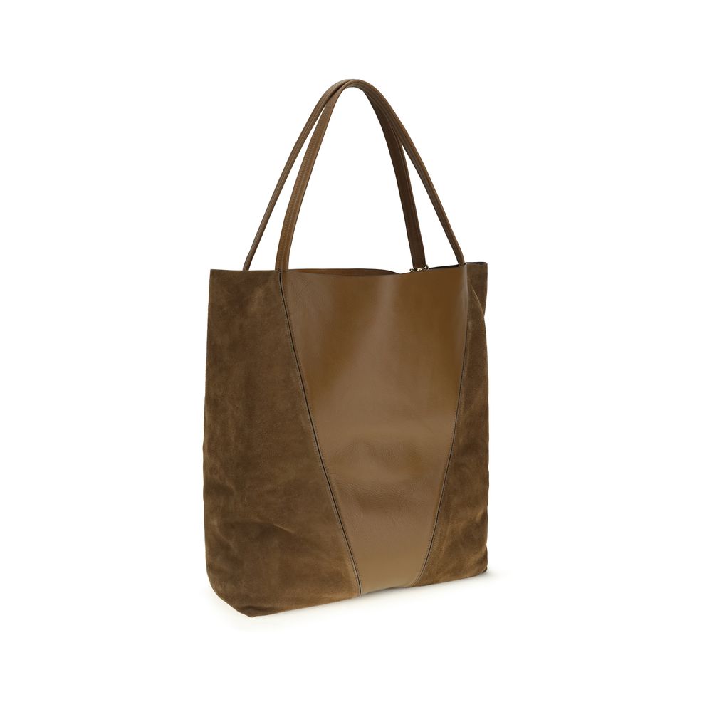Borsa tote Spin in pelle granatina e pelle scamosciata