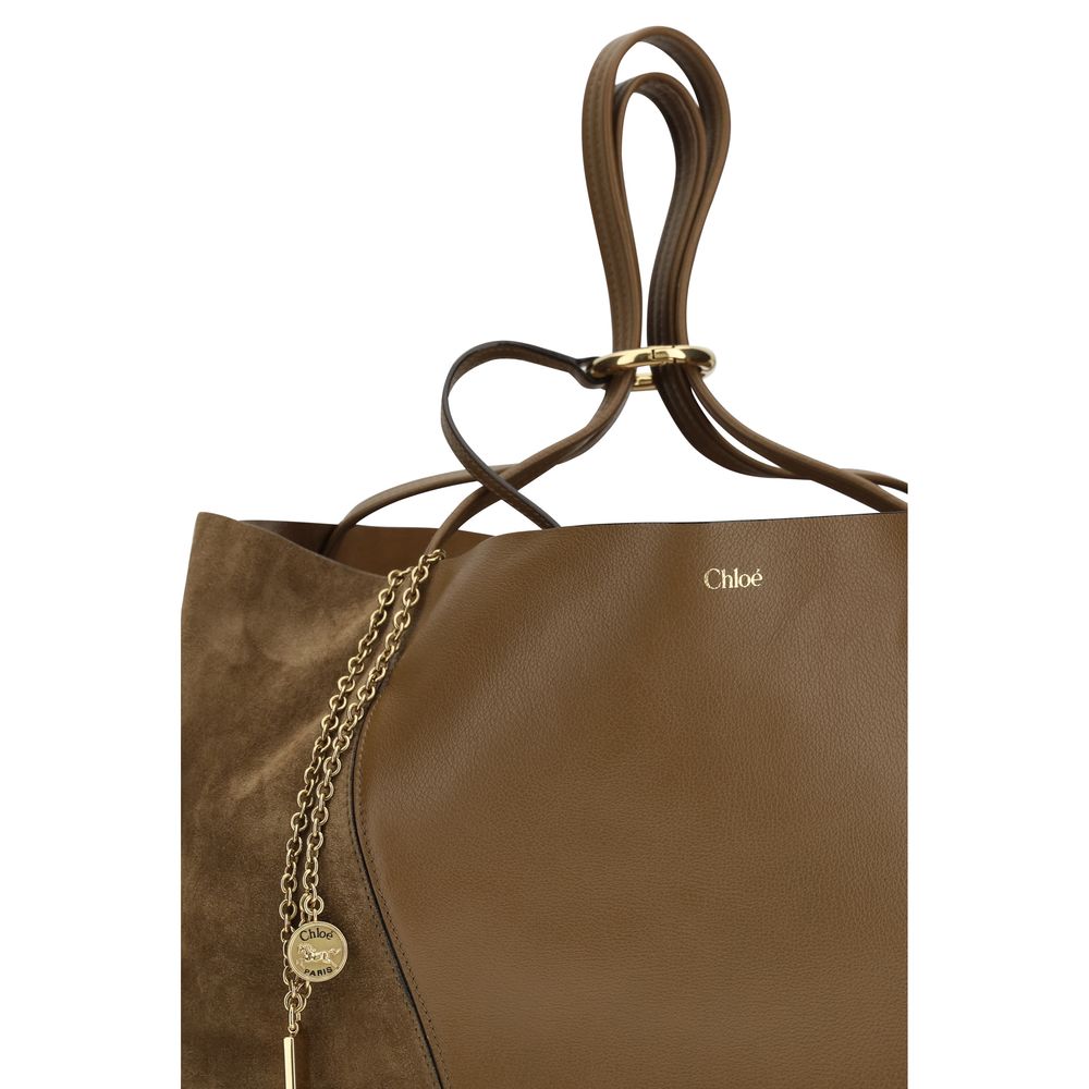 Borsa tote Spin in pelle granatina e pelle scamosciata