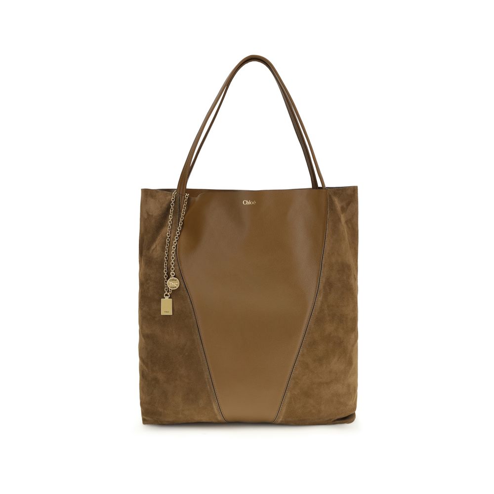 Borsa tote Spin in pelle granatina e pelle scamosciata