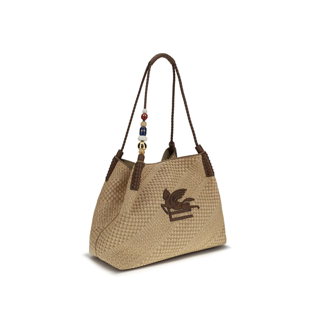 Große Libra-Schultertasche aus Bast