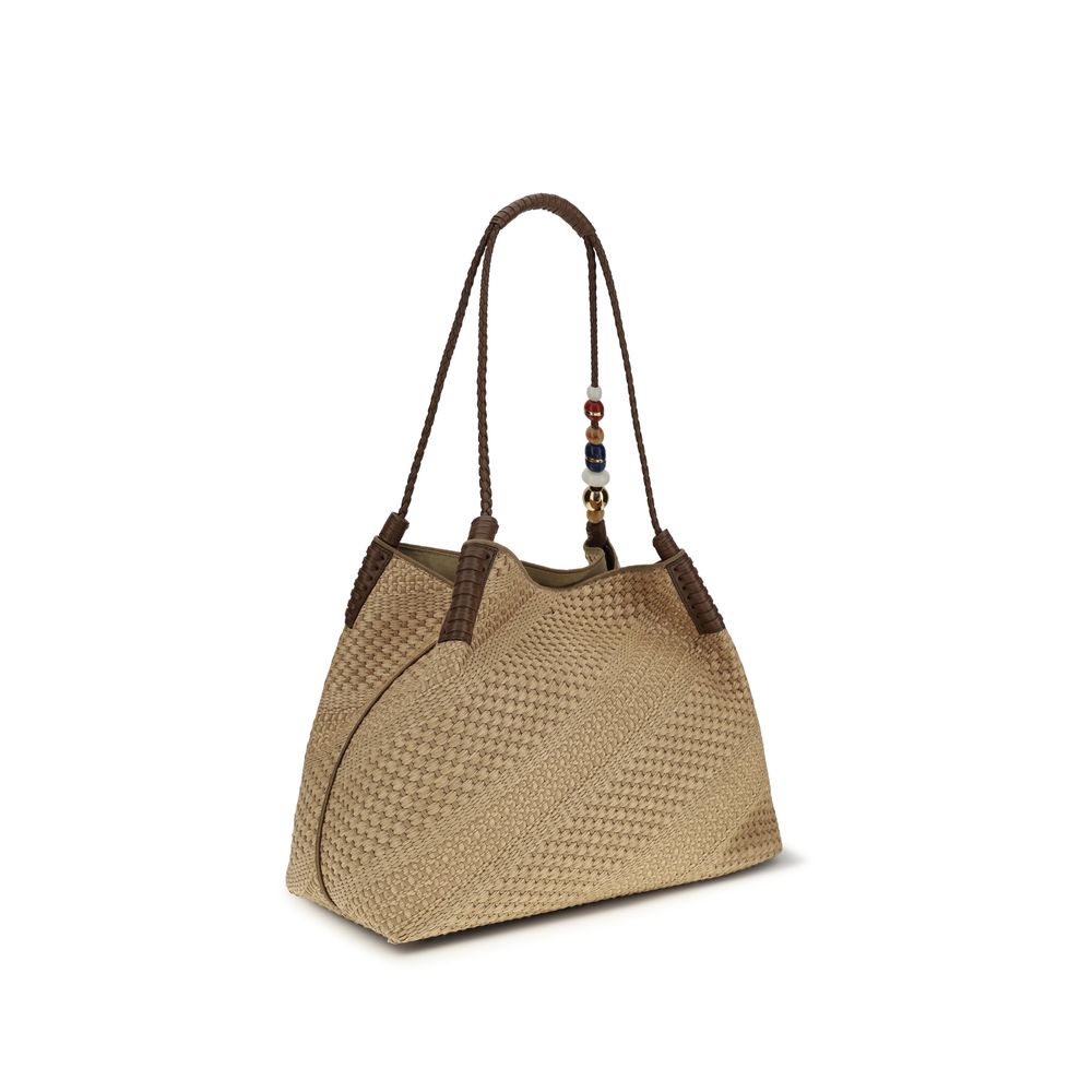 Große Libra-Schultertasche aus Bast
