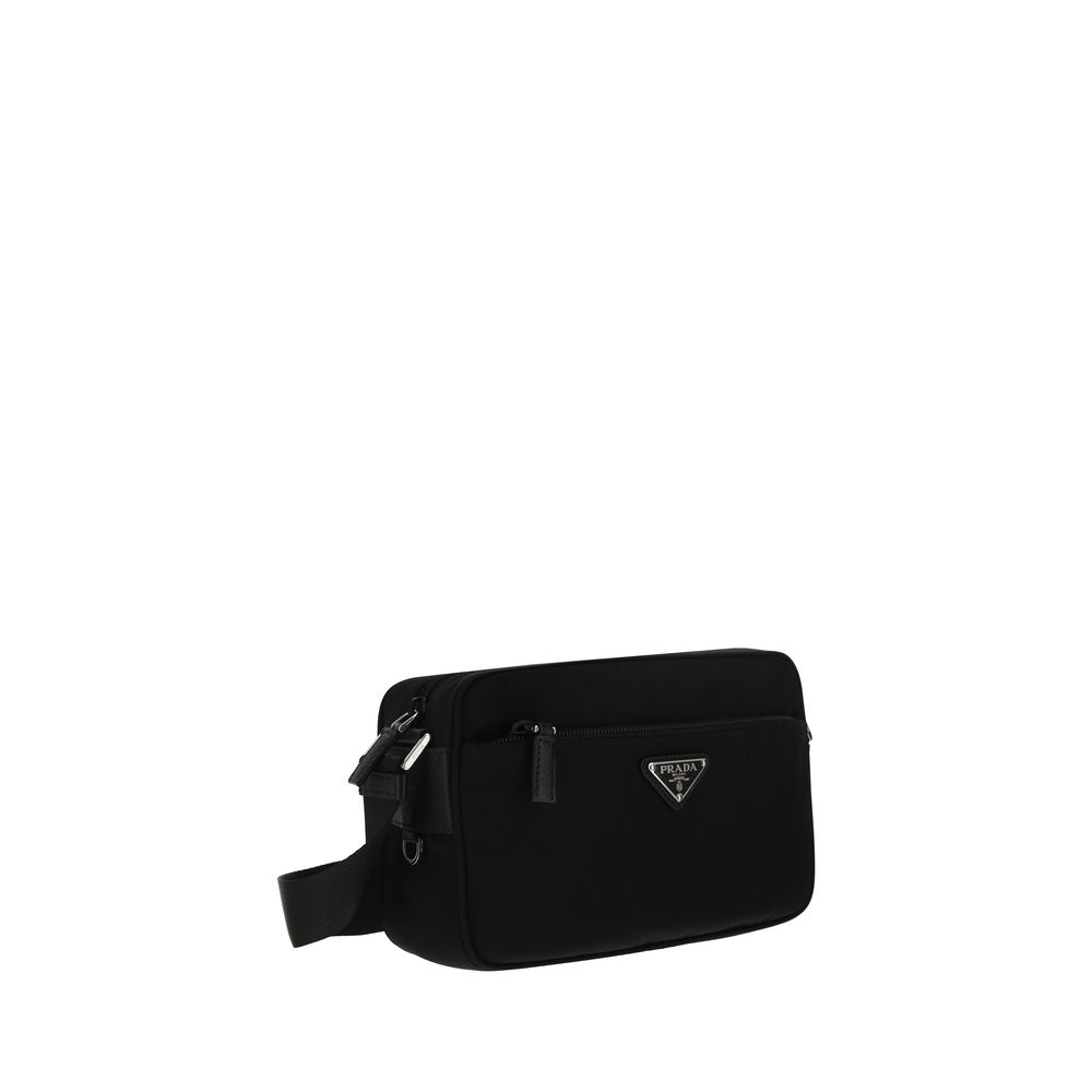Schwarze Schultertasche aus Re-Nylon