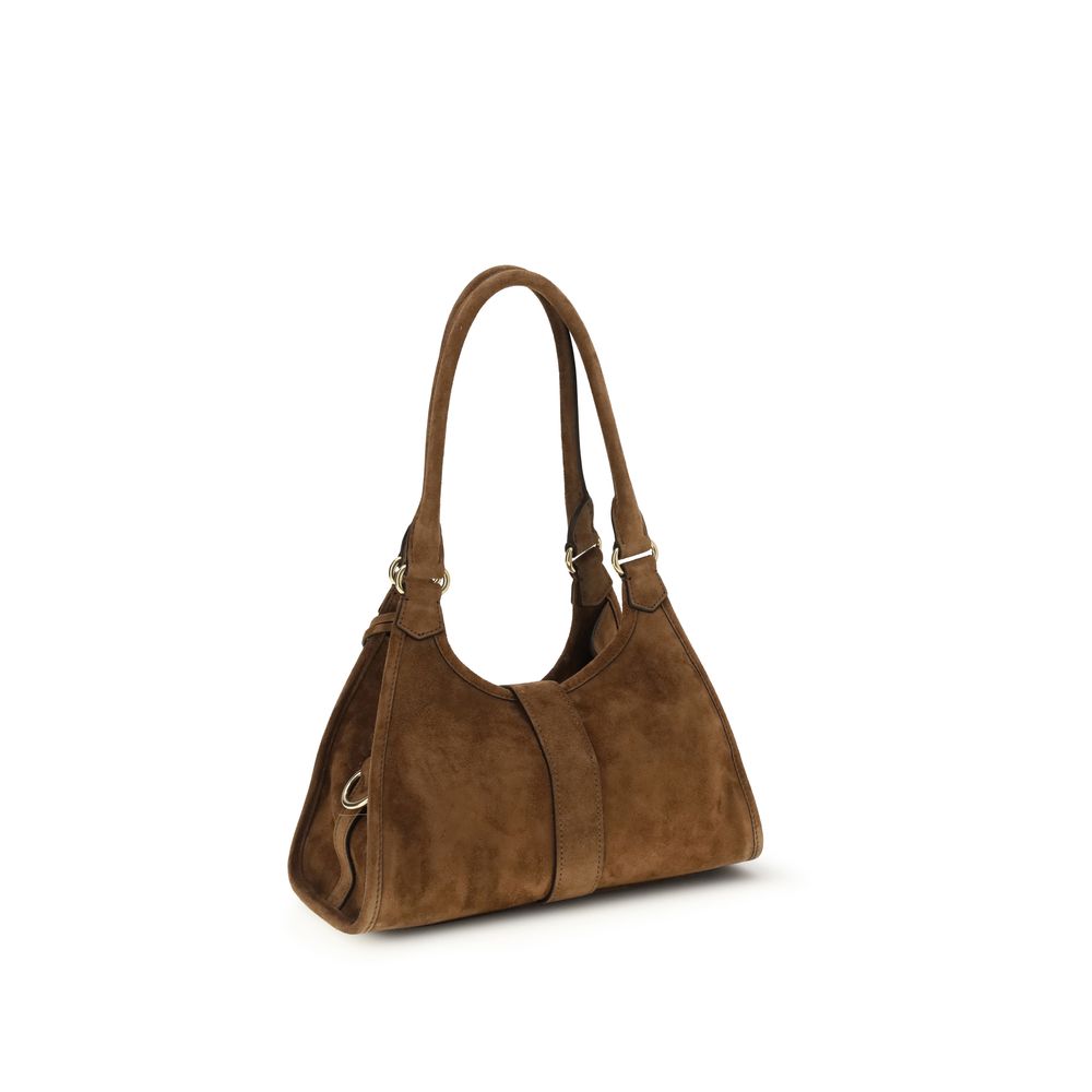 Braune Wildleder-Schultertasche