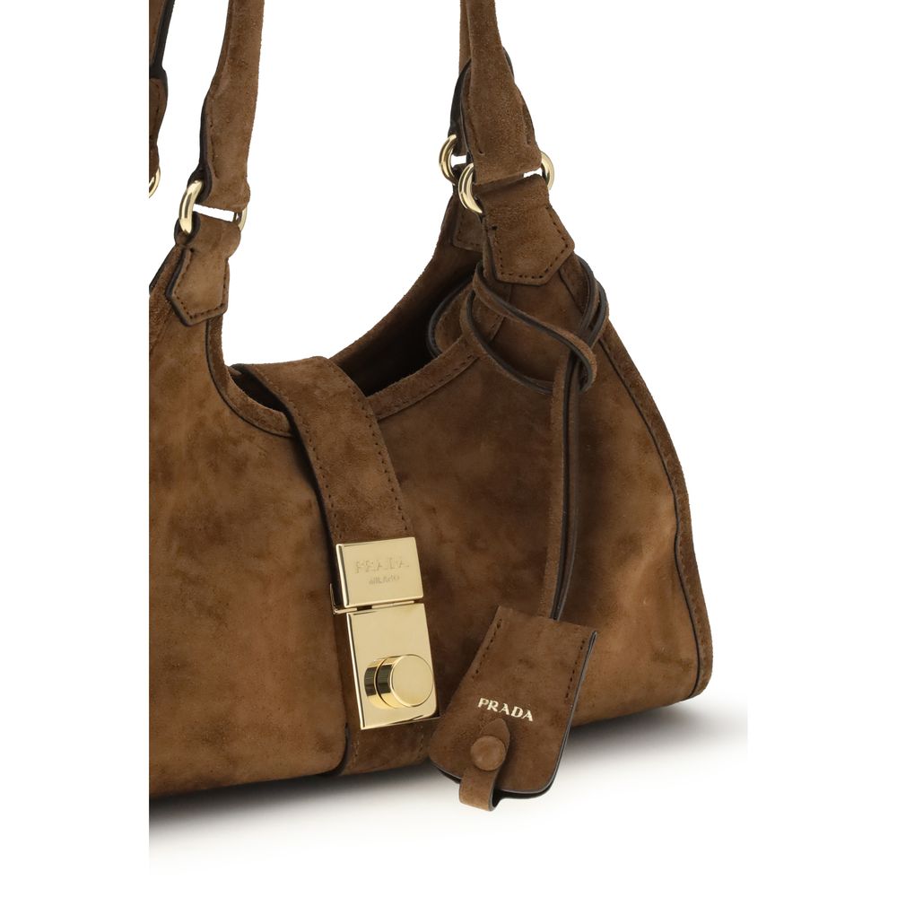 Braune Wildleder-Schultertasche