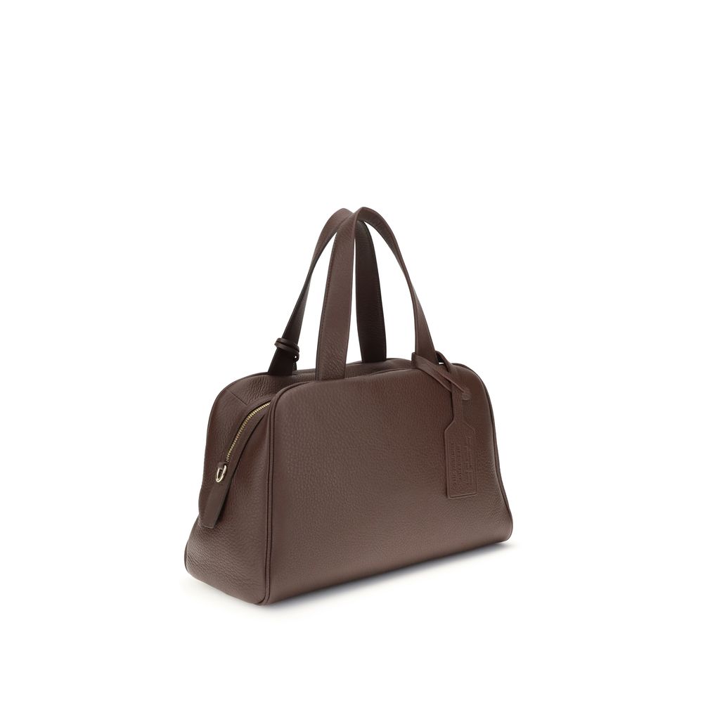 Borsa a mano in pelle marrone