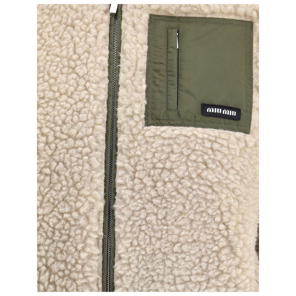Teddy Down Jacket with Technical Pongé