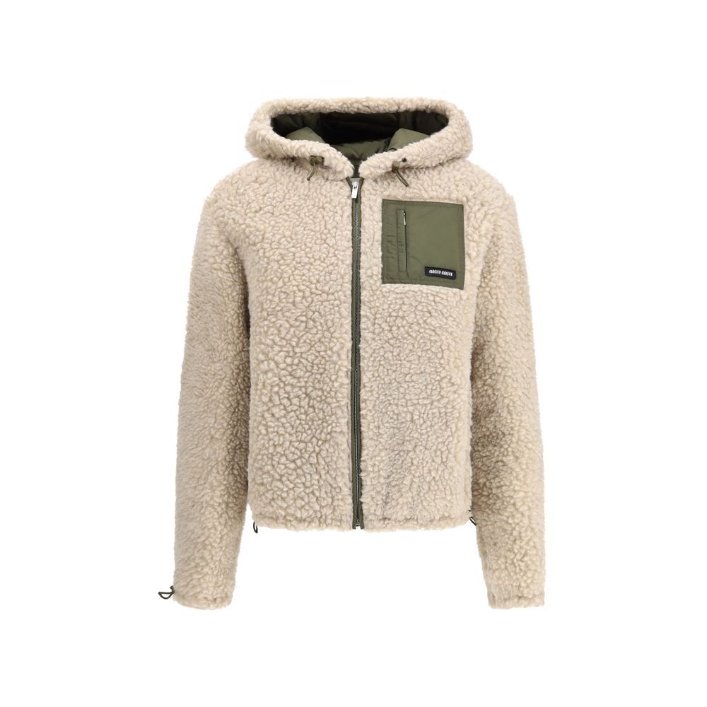 Teddy Down Jacket with Technical Pongé