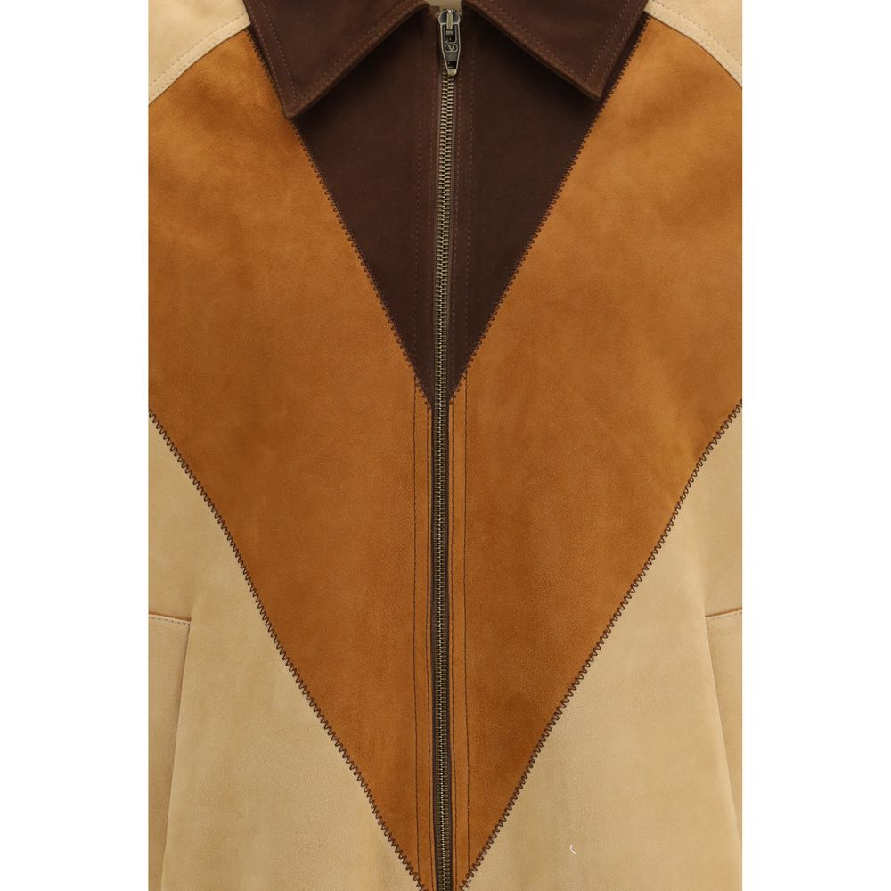 Wildlederjacke im Colour-Block-Stil