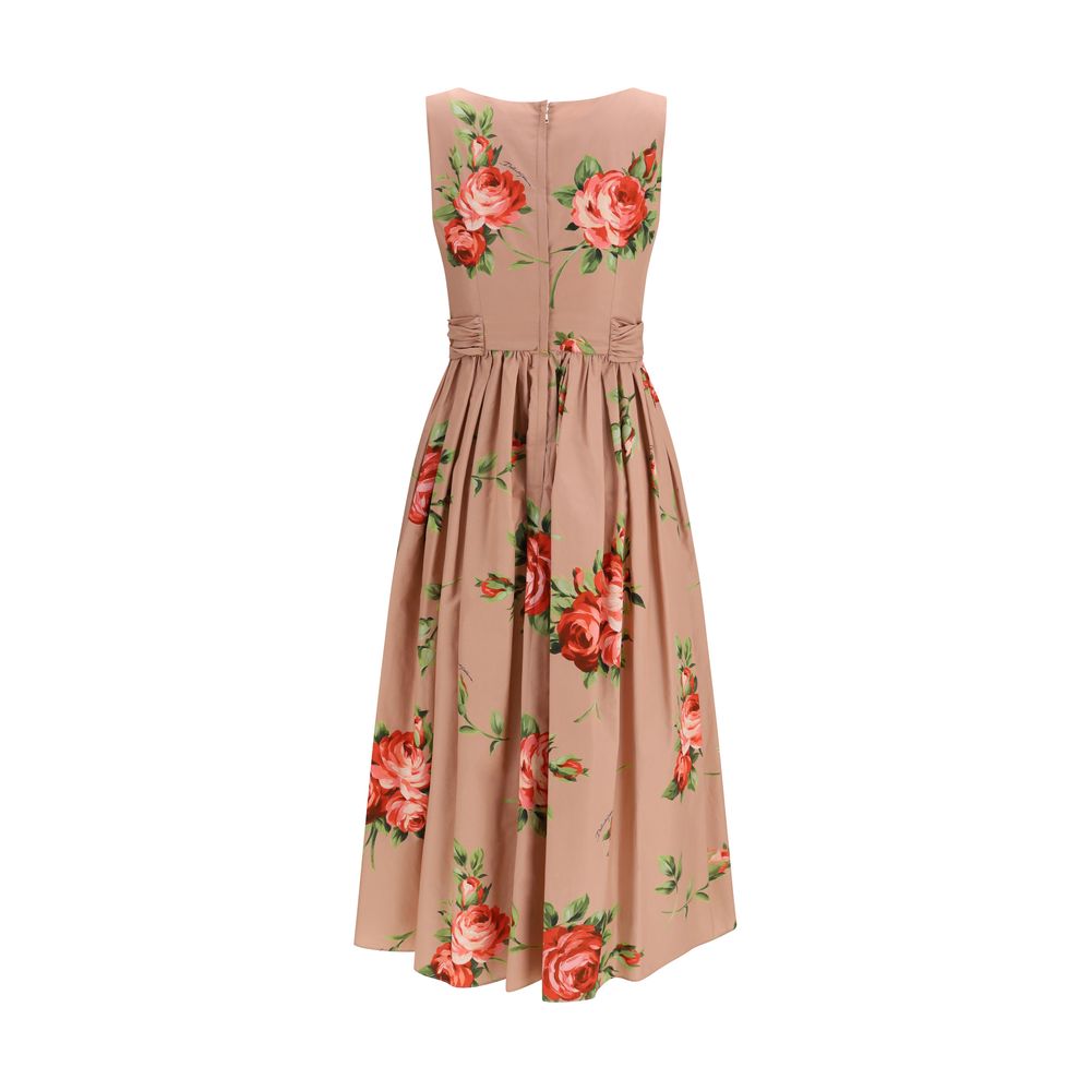 Cotton Dress with Rose Bouquet Print