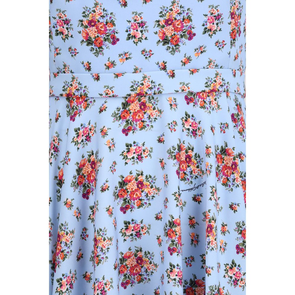 Charmeuse Long Dress with Bouquet Print