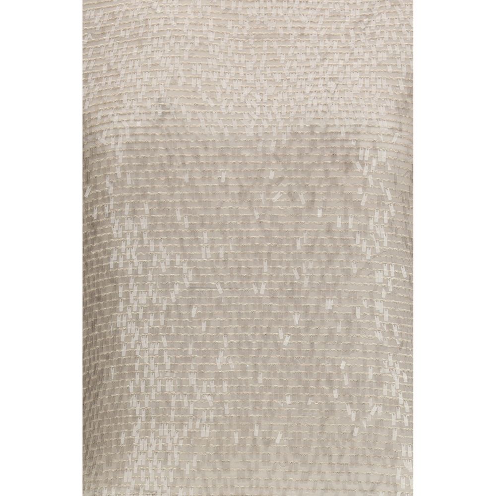 Dazzling Cascade Embroidery Silk T-shirt