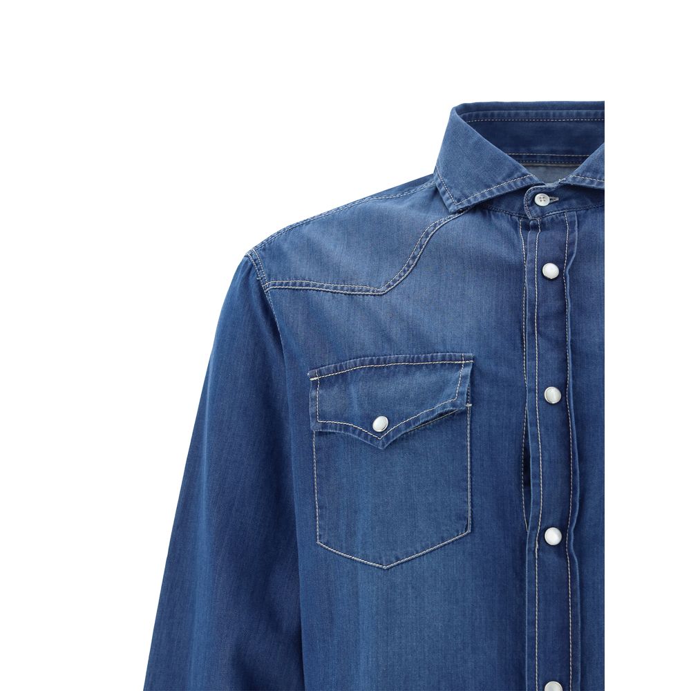 Denim Press-stud Fastening Shirt