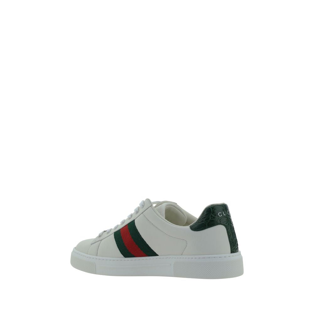 Ace Striped Panelled Leather Sneakers