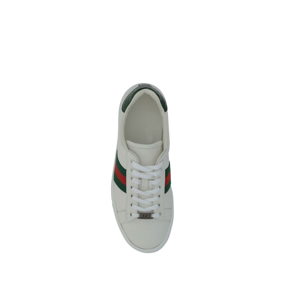 Ace Striped Panelled Leather Sneakers