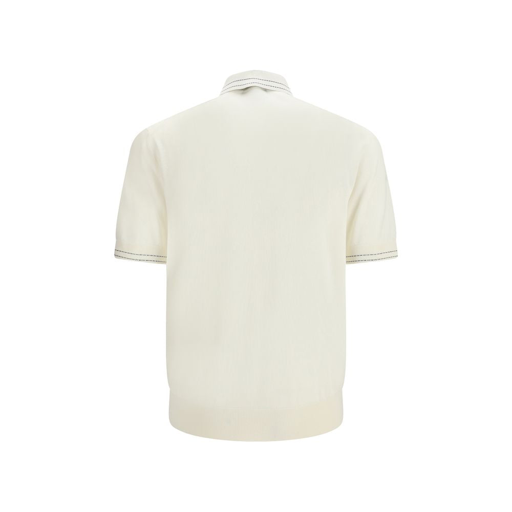 Silk Polo Shirt with Polo Collar and Short Sleeves