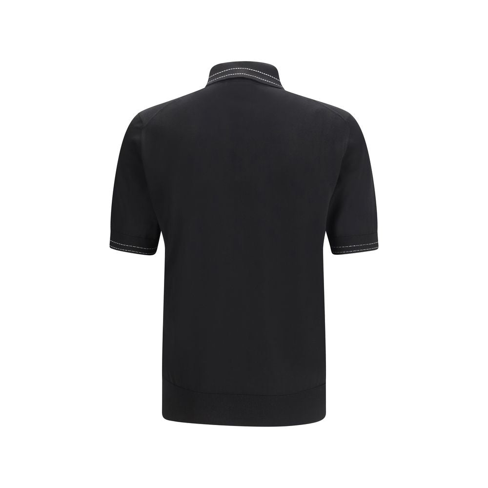 Silk Polo Shirt with Polo Collar and Short Sleeves