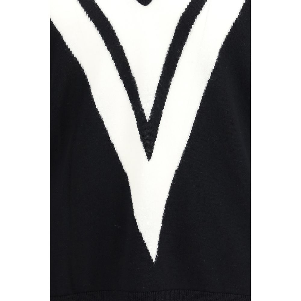 Sweater in virgin wool with intarsia V detail
