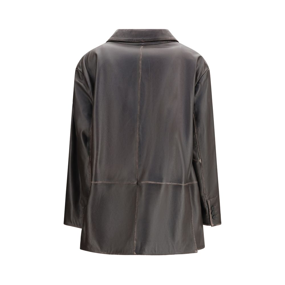 Pila single-breasted leather Jacket