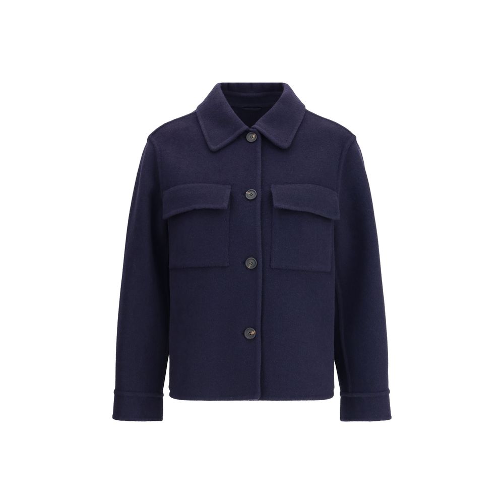 Blue Fleece Wool Coat