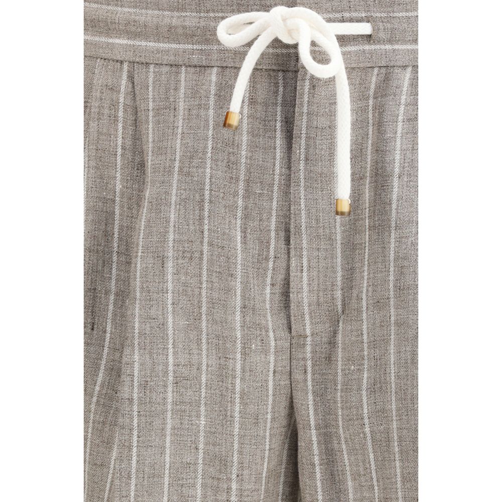 Linen Pinstriped Twill Pants