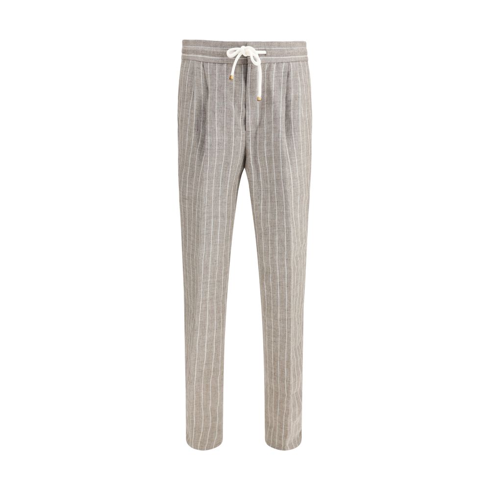 Linen Pinstriped Twill Pants
