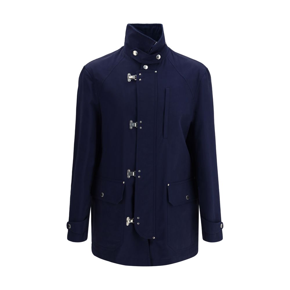 Water-repellent outerwear Jacket in techno cotton gabardine with hooks