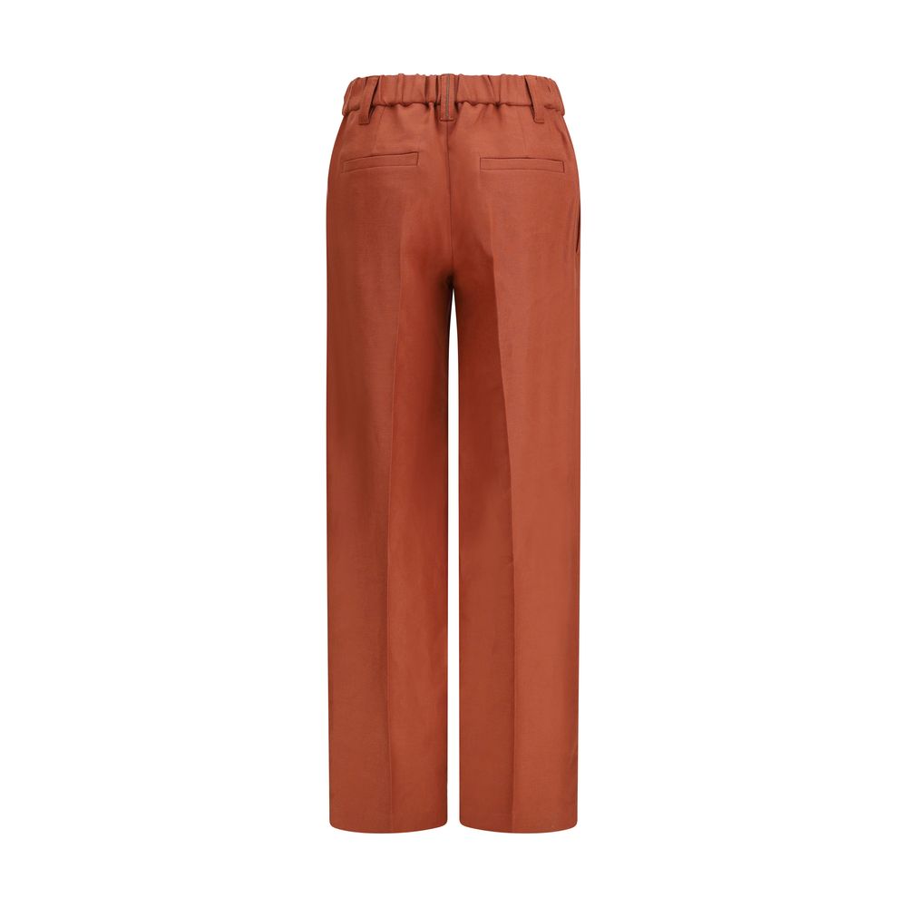 Wide-Leg Pants in linen with elastic waistband and belt loops