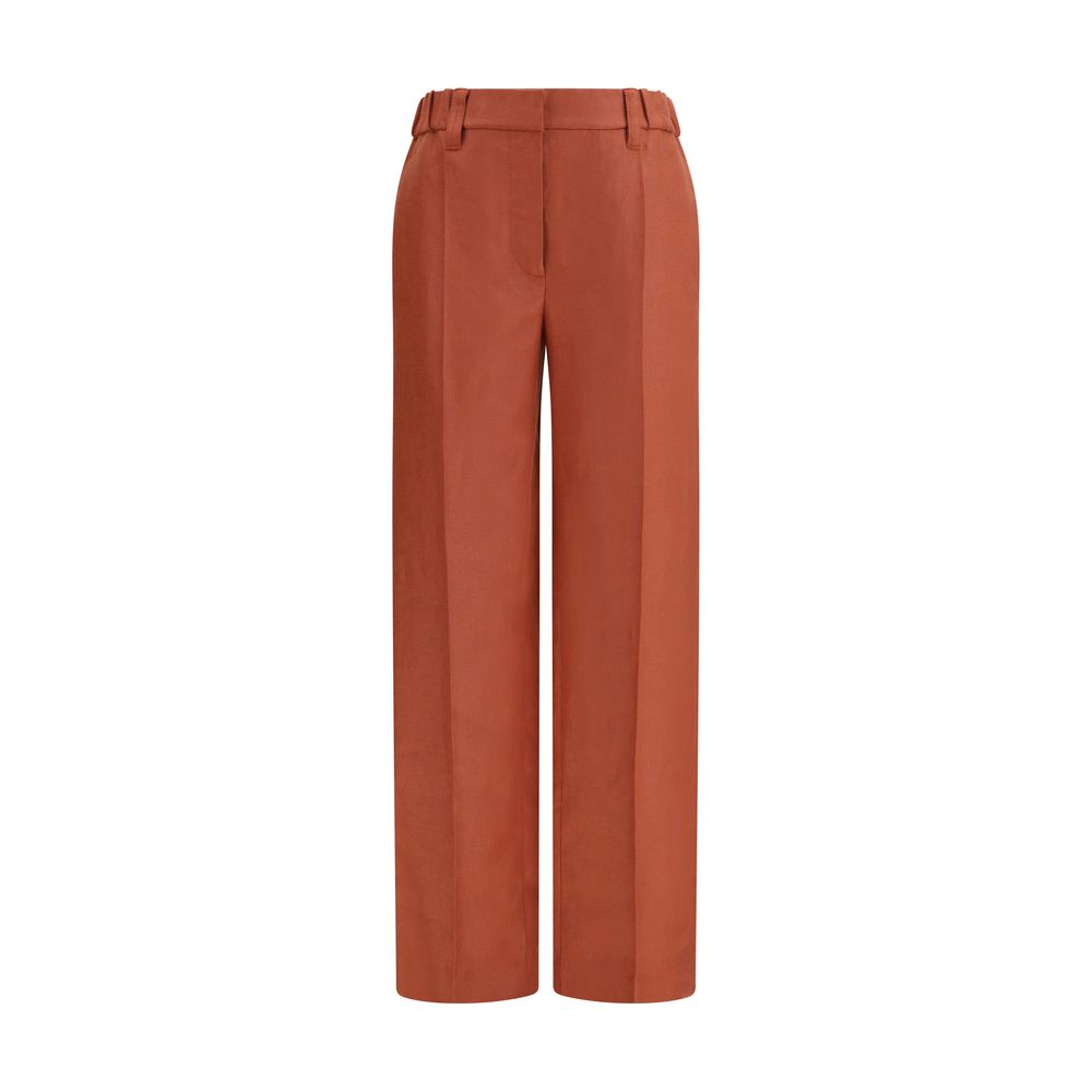 Wide-Leg Pants in linen with elastic waistband and belt loops
