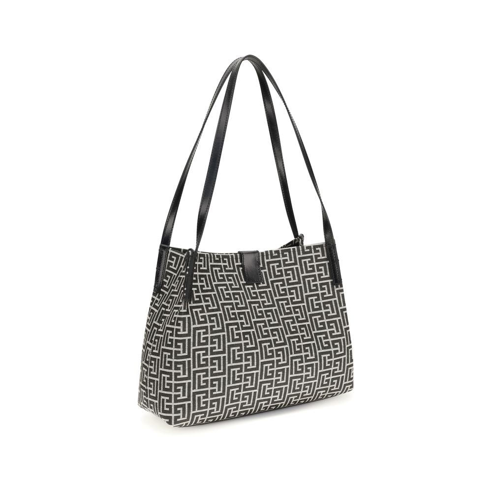 Jacquard and leather Tote Bag