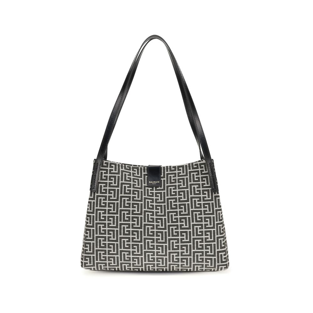 Jacquard and leather Tote Bag
