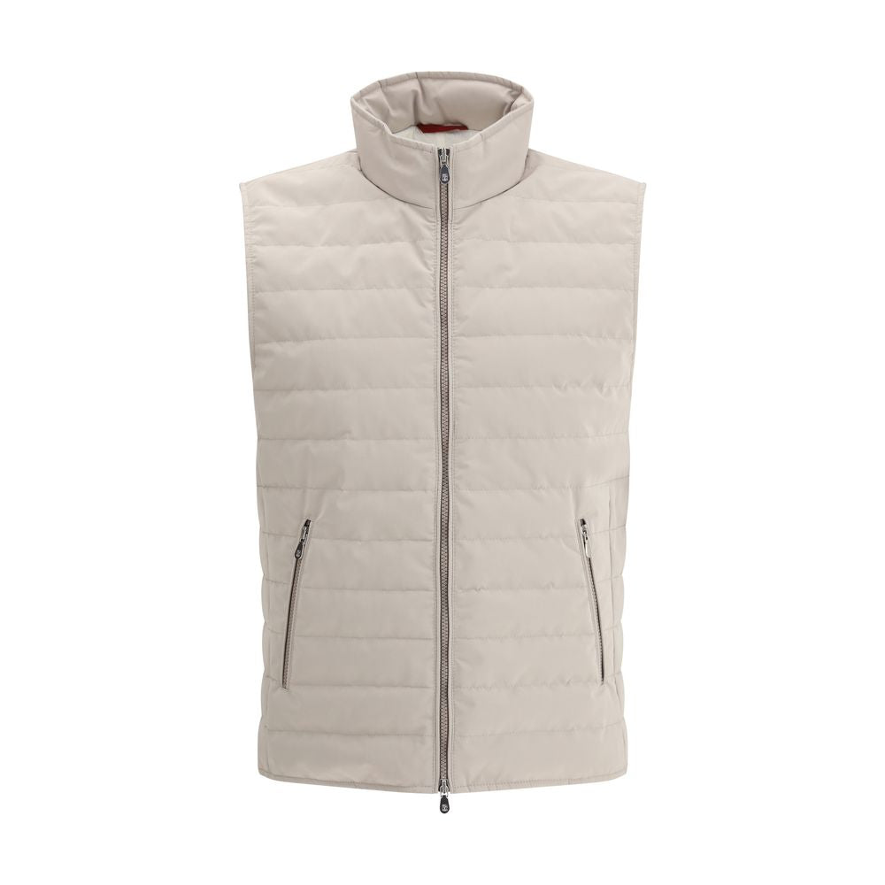 Beige Polyester-Ärmellose Jacke