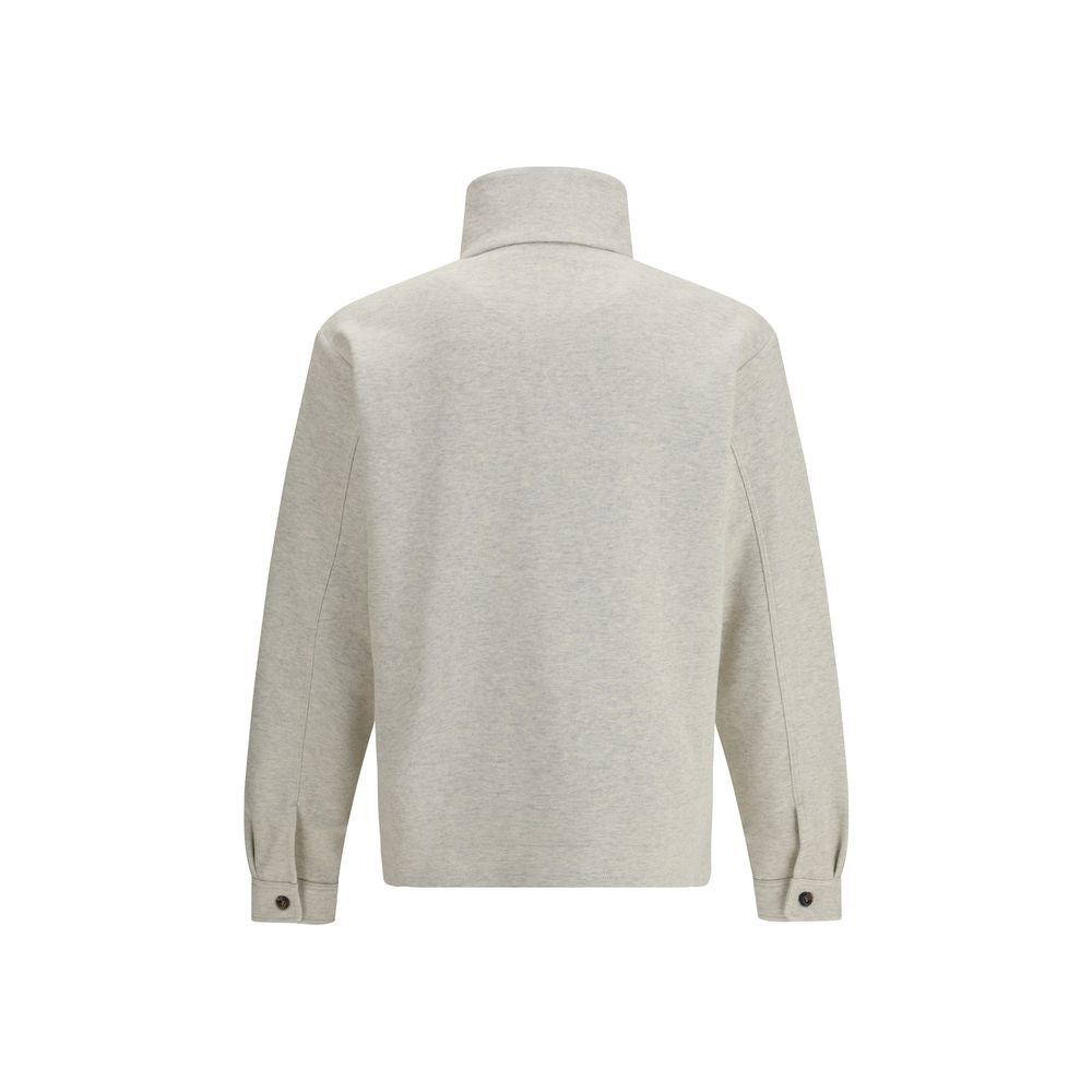 Cotton Sweatshirt with a partial front button closure