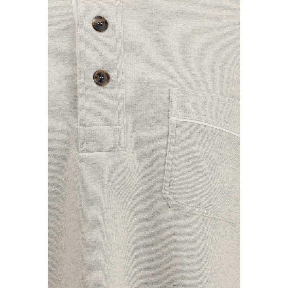 Cotton Sweatshirt with a partial front button closure