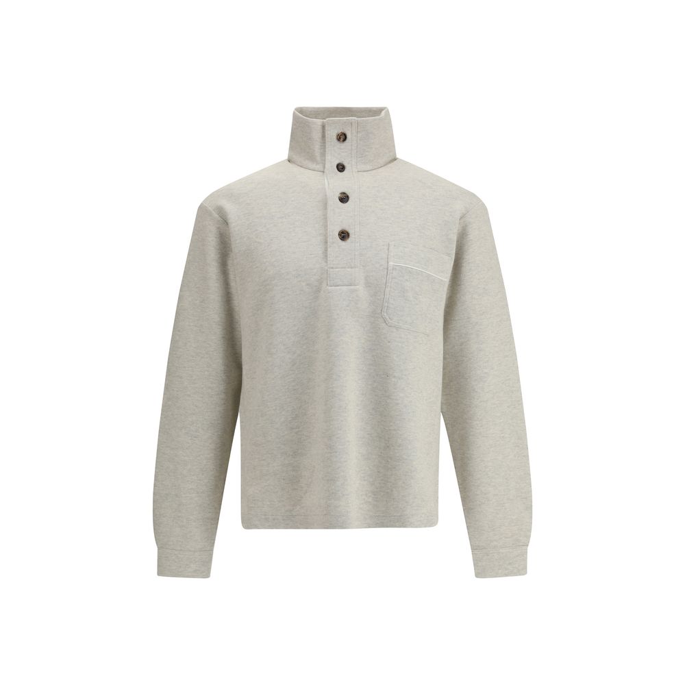 Cotton Sweatshirt with a partial front button closure