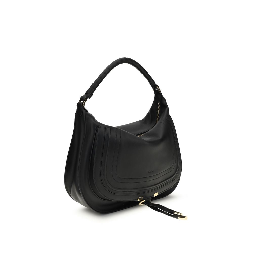 Borsa a tracolla piccola in pelle Marcie nera