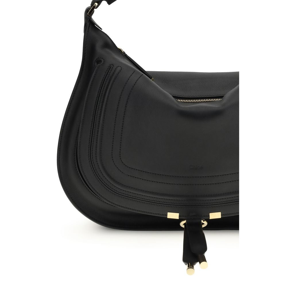 Borsa a tracolla piccola in pelle Marcie nera