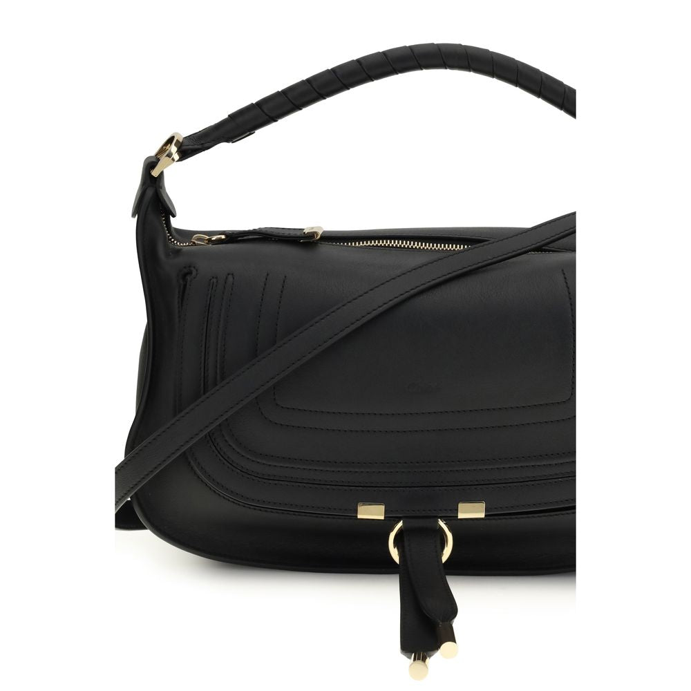 Black Small Marcie Leather Shoulder Bag