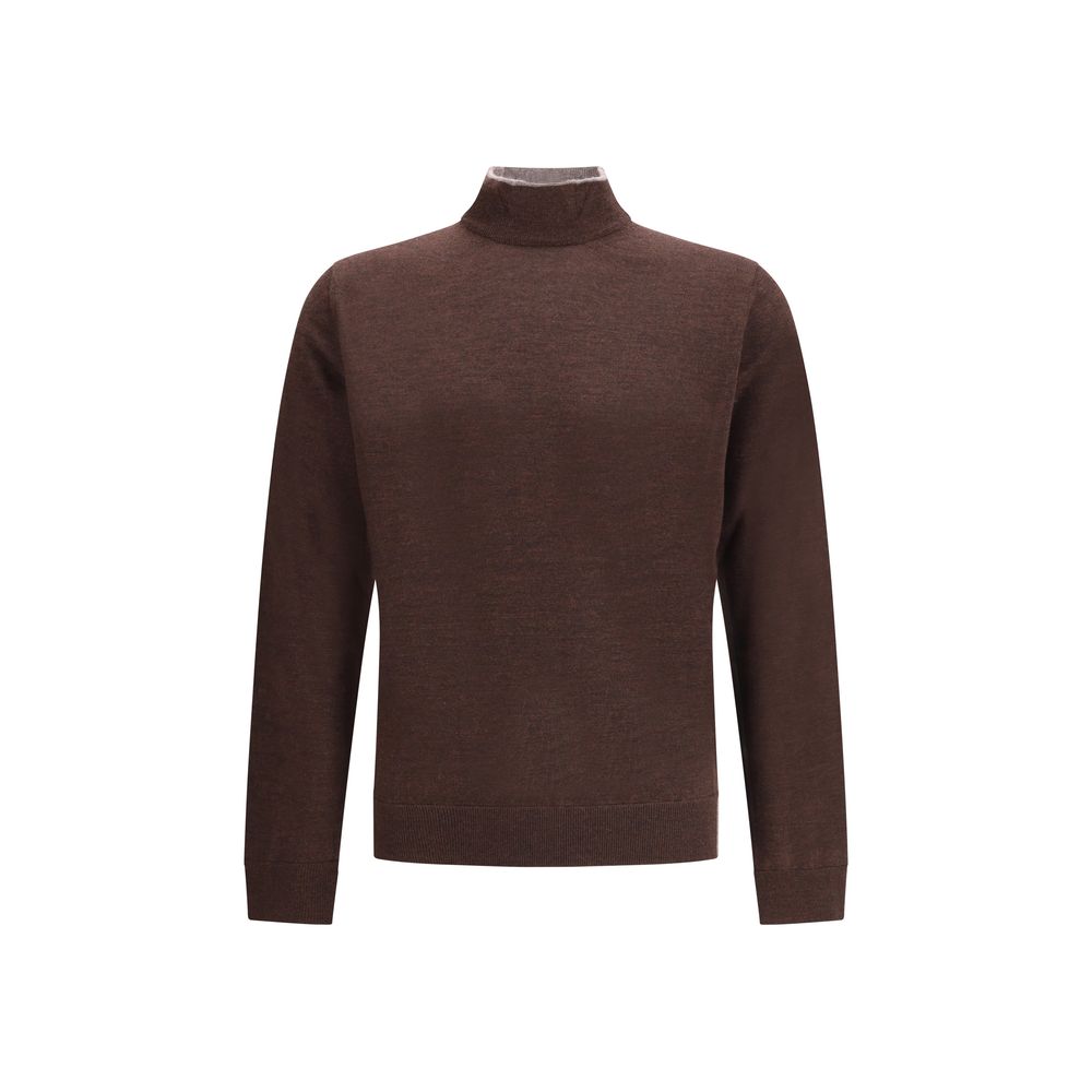 Brauner Wollrollkragenpullover