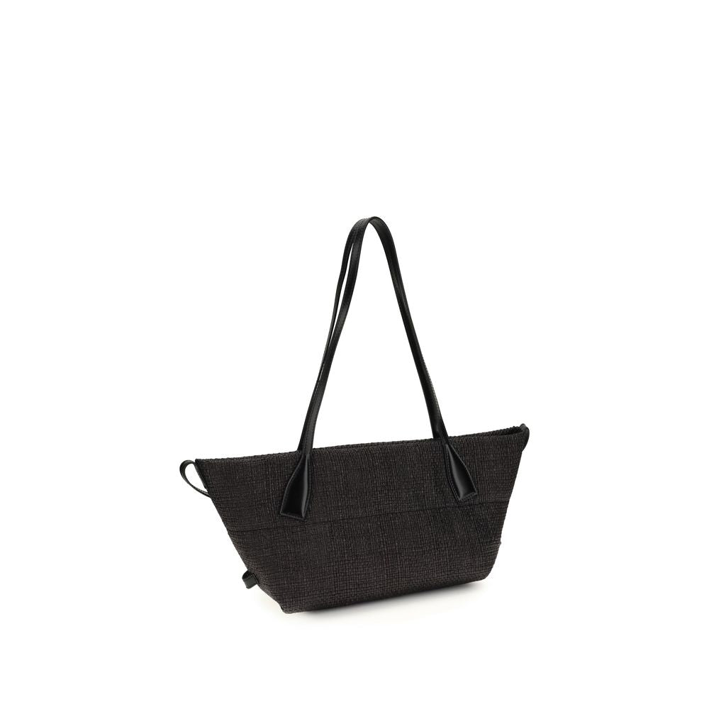 Calfskin and Raffia Track Shoulder Bag
