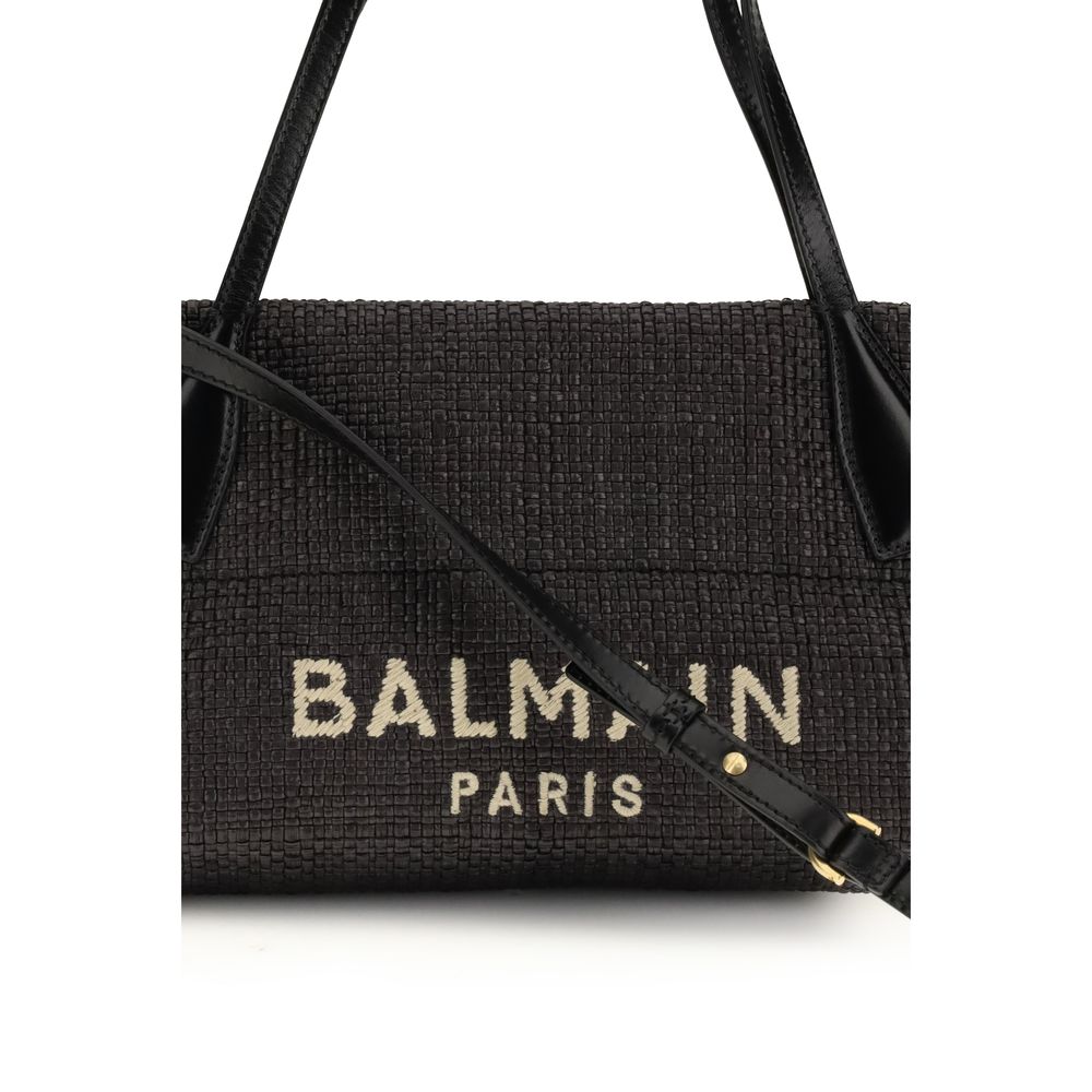 Calfskin and Raffia Track Shoulder Bag
